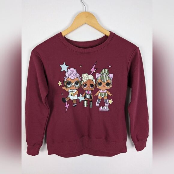 LOL Surprise! Dolls Girls Burgundy Crewneck Sweatshirt Kids Size Large (14) - Picture 1 of 3